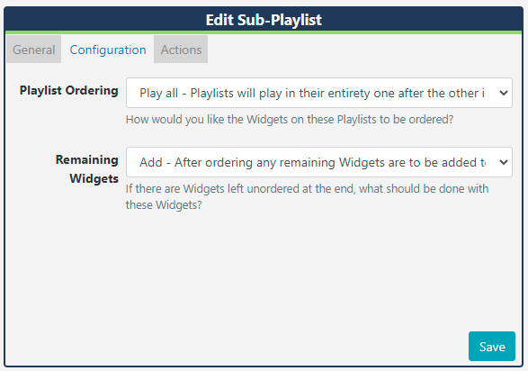 Sub-Playlist Configuration